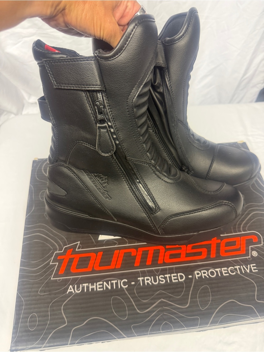 Women’s Black Motorcycle Boots - Zipper Closure: Tourmaster Flex WP - NWT